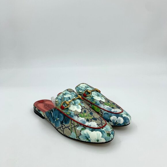 Gucci Multi-Color Logo Monogram Full-Print Horsebit Flat Slide Sandals - Picture 2 of 8